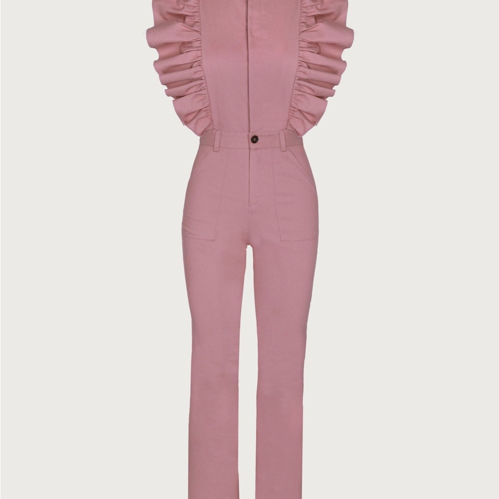 I__Q COLLECTION Dusty Pink Ruffle Sleeve Jumpsuit